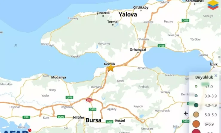 Bursa’da 4.1 Büyüklüğünde Deprem: Gemlik Merkezli Sarsıntı Çevre İllerde de Hissedildi